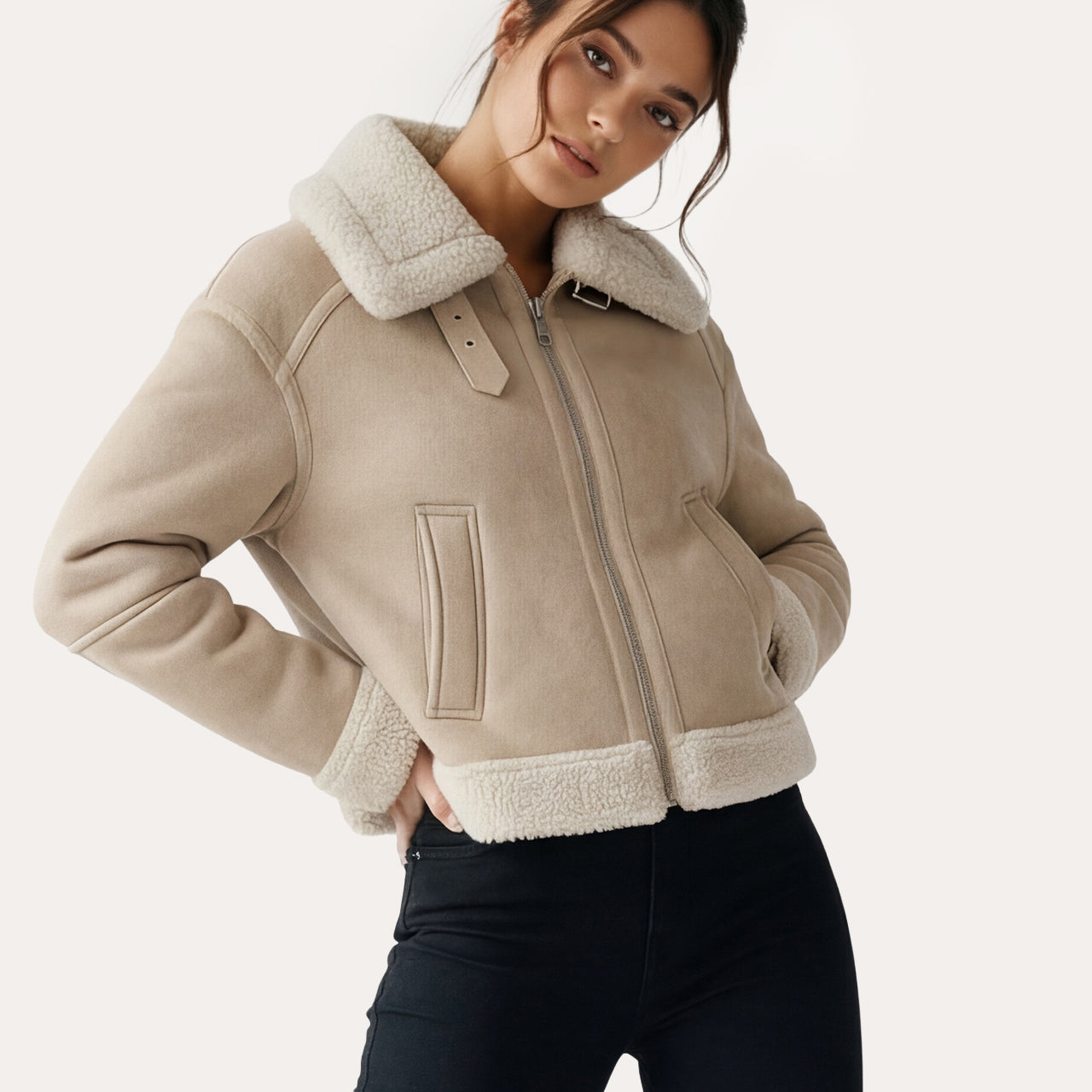 Amelia's Shearling Jacket in Suede