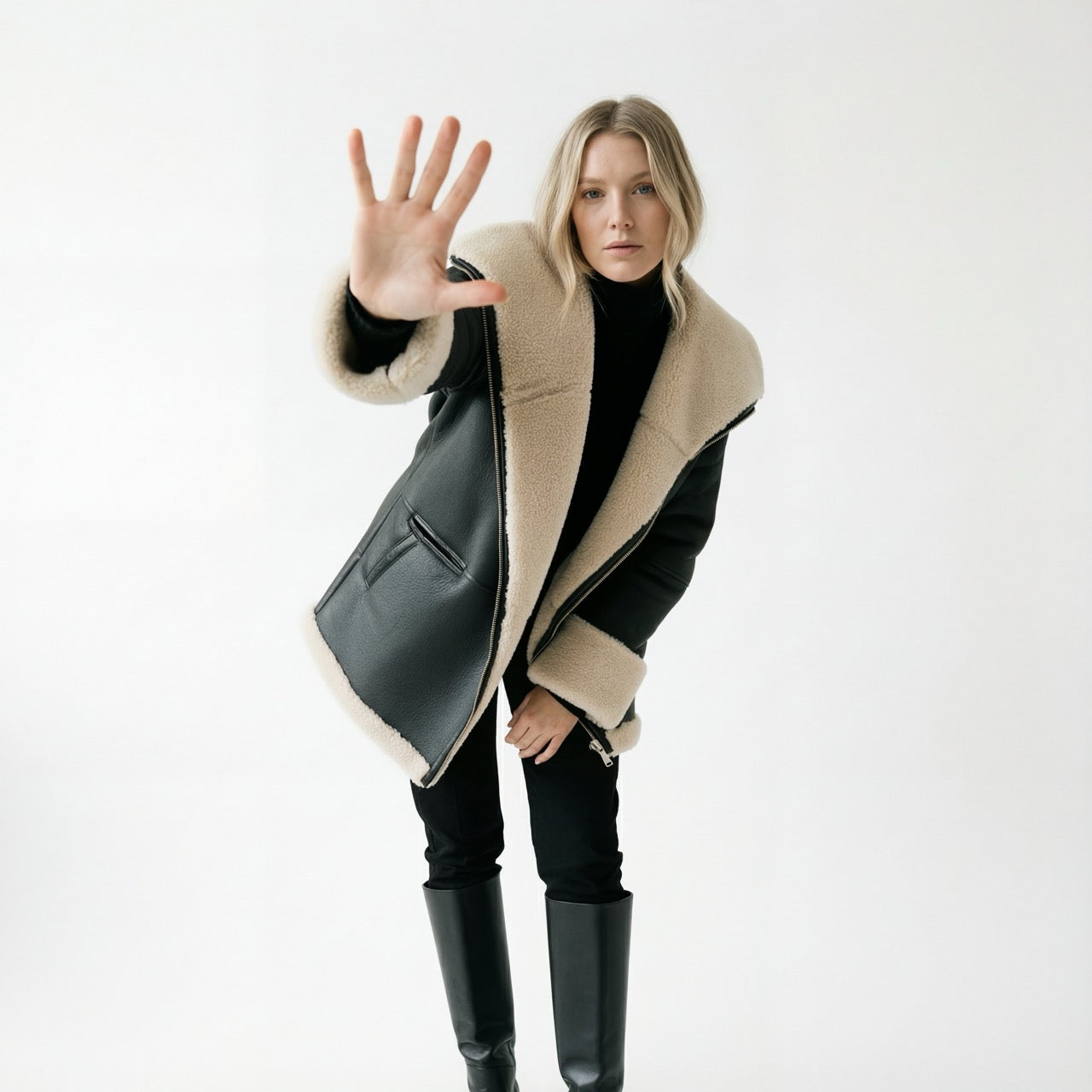 Eleanor's Oversized Shearling Jacket