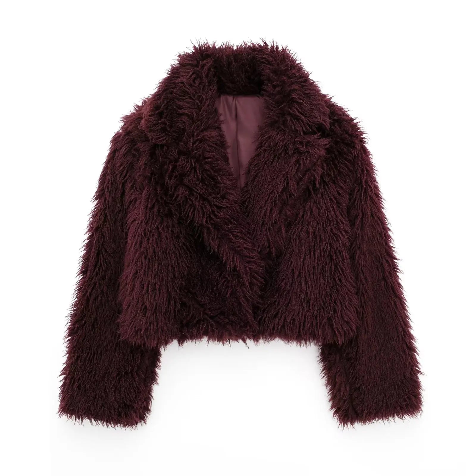 Olena's Faux Fur Coat in Burgundy